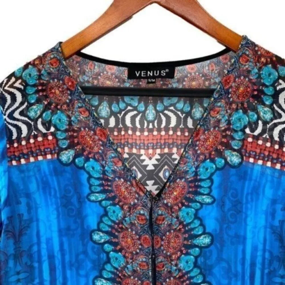 Venus Rhinestone Embellished Beach Maxi Coverup Duster